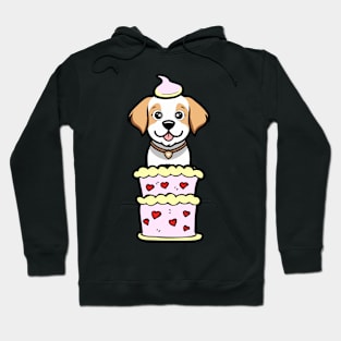 Happy dog Jumping out of a cake Hoodie